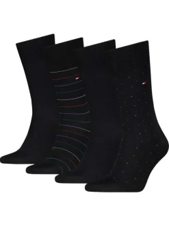 Lot de 4 paires de chaussettes hautes noires unies et à motifs
