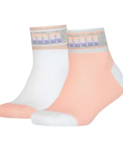 Lot de 2 paires de chaussettes blanches à rayures pour fille en coton
