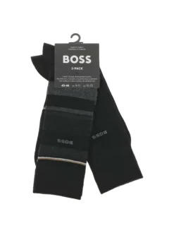 Lot de 2 paires de chaussettes hautes noires unies avec liserés colorés