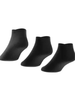 Lot de 3 paires de chaussettes basses noires unies à logo contrastant