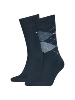 Lot de 2 paires de chaussettes hautes en coton mélangé marine unies