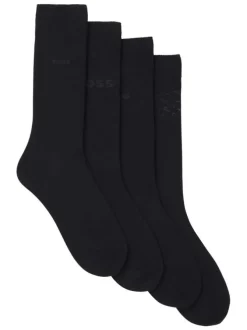 Lot de 4 paires de chaussettes hautes en coton mélangé noires unies