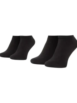 Lot de 2 paires de chaussettes basses en coton mélangé noires unies