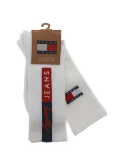 Lot de 2 paires de chaussettes hautes en coton mélangé blanches unies avec logo
