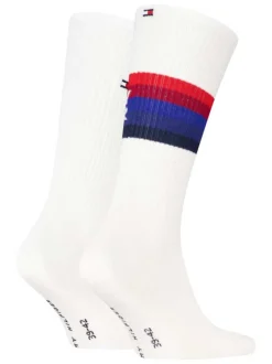 Lot de 2 paires de chaussettes hautes blanches unies et à imprimé