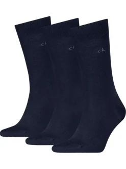Lot de 3 paires de chaussettes hautes marine unies avec une coupe haute