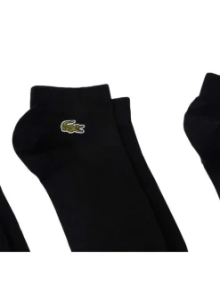 Lot de 3 paires de chaussettes basses unies en coton noir et à logo brodé