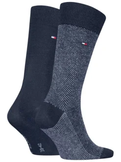 Lot de 2 paires de chaussettes en coton mélangé marine coupe haute