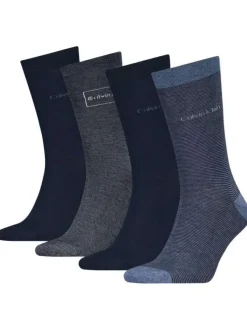 Lot de 4 paires de chaussettes hautes marine unies à coupe haute