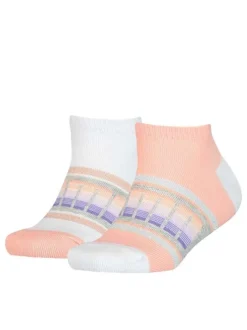 Lot de 2 paires de chaussettes roses à rayures pour fille en coton