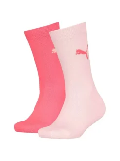 Lot de 2 paires de chaussettes Puma roses en coton mélangé stretch unies logotypées