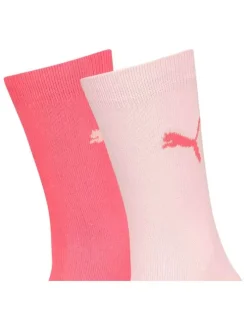 Lot de 2 paires de chaussettes Puma roses en coton mélangé stretch unies logotypées