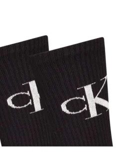 Lot de 2 paires de chaussettes hautes en coton mélangé noires monogrammes