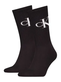 Lot de 2 paires de chaussettes hautes en coton mélangé noires monogrammes