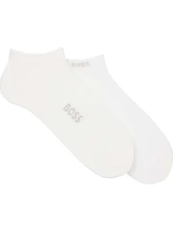 Lot de 2 paires de chaussettes basses en coton blanches unies