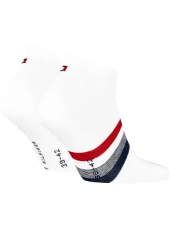 Lot de 2 paires de chaussettes basses en coton mélangé blanches rayées
