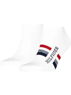 Lot de 2 paires de chaussettes basses en coton mélangé blanches rayées