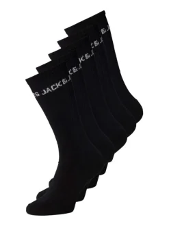 Lot de 5 paires de chaussettes hautes en coton mélangé noires unies avec une coupe haute