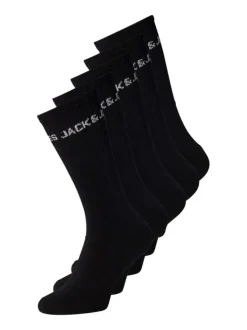 Lot de 5 paires de chaussettes hautes en coton mélangé noires unies avec une coupe haute