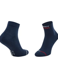 Lot de 2 paires de chaussettes basses en coton biologique marine unies coupe mi-haute nom sous le pied