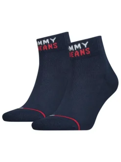 Lot de 2 paires de chaussettes basses en coton biologique marine unies coupe mi-haute nom sous le pied