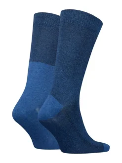 Lot de 2 paires de chaussettes fines bleu marine, coupe haute en coton mélangé