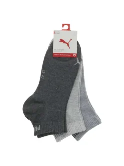 Lot de 3 paires de chaussettes basses grises unies avec le logo