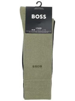 Lot de 2 paires de chaussettes hautes en coton noires et vertes unies