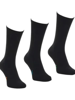 Lot de 3 paires de chaussettes hautes noires brodées en mutlicolore