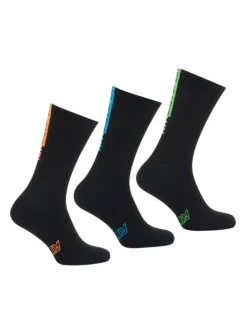 Lot de 3 paires de chaussettes hautes noires brodées en mutlicolore