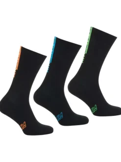 Lot de 3 paires de chaussettes hautes noires brodées en mutlicolore