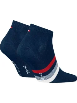 Lot de 2 paires de chaussettes basses en coton mélangé marine rayées