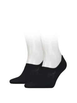 Lot de 2 paires de chaussettes basses en coton mélangé noires uni et logo imprimé à l'arrière