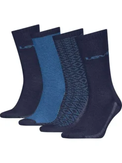 Lot de 4 paires de chaussettes hautes bleues en coton mélangé