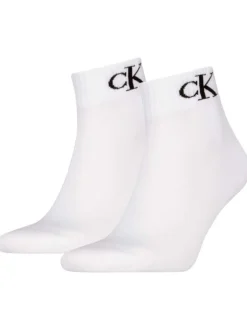 Lot de 2 paires de chaussettes hautes en coton mélangé blanches à coupe haute