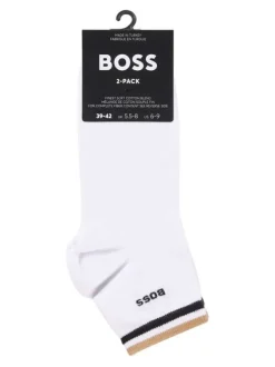 Lot de 2 paires de chaussettes basses en coton mélangé blanches unies