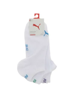 Lot de 3 paires de socquettes en coton mélangé blanches avec logo multicolore
