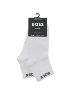 Lot de 2 paires de socquettes blanches unies avec nom de la marque brodé