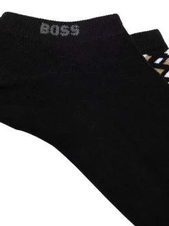 Lot de 2 paires de socquettes en coton mélangé noires unies et à motifs