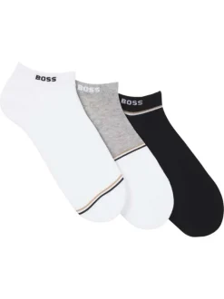 Lot de 3 paires de socquettes en coton mélangé tricolore avec le logo