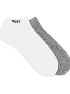 Lot de 2 socquettes en coton mélangé blanches et grises imprimées