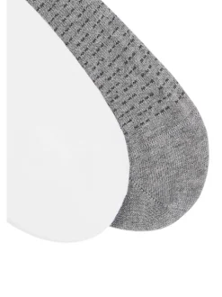 Lot de 2 socquettes en coton mélangé blanches et grises imprimées