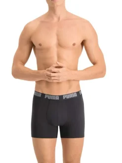 Lot de 2 boxer en coton anthracite et noir à bande élastiquée brodée
