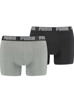Lot de 2 boxer en coton anthracite et noir à bande élastiquée brodée