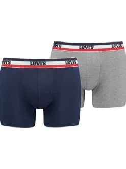Lot de 2 Boxers bicolore marine et gris clair en coton biologique