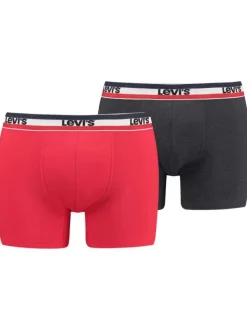 Lot de 2 Boxers bicolore rouge et gris foncé en coton biologique