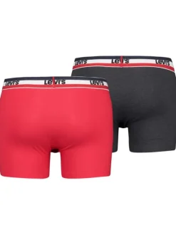 Lot de 2 Boxers bicolore rouge et gris foncé en coton biologique