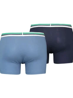 Lot de 2 Boxers bleu uni en coton biologique avec une ceinture élastiquée
