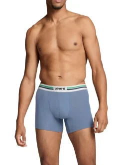 Lot de 2 Boxers bleu uni en coton biologique avec une ceinture élastiquée