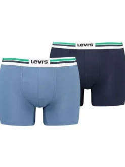 Lot de 2 Boxers bleu uni en coton biologique avec une ceinture élastiquée